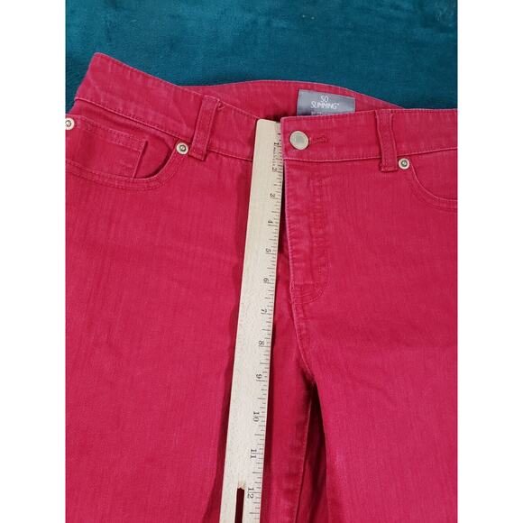 🌺 Chico's Red Straight Leg Jeans size 6 - Picture 5 of 9